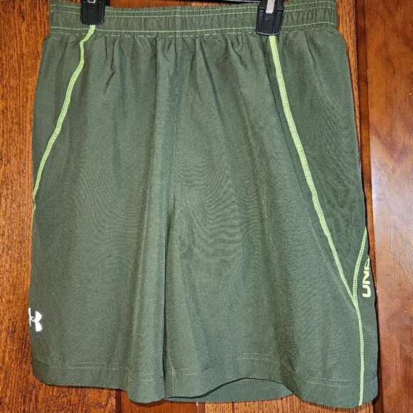 Under Armour UA HeatGear Fitted Running Shorts Men’s Medium Green Reflective - Picture 4 of 10